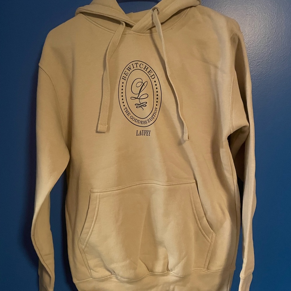 Tan Hoodie with Lightning Bolt Emblem